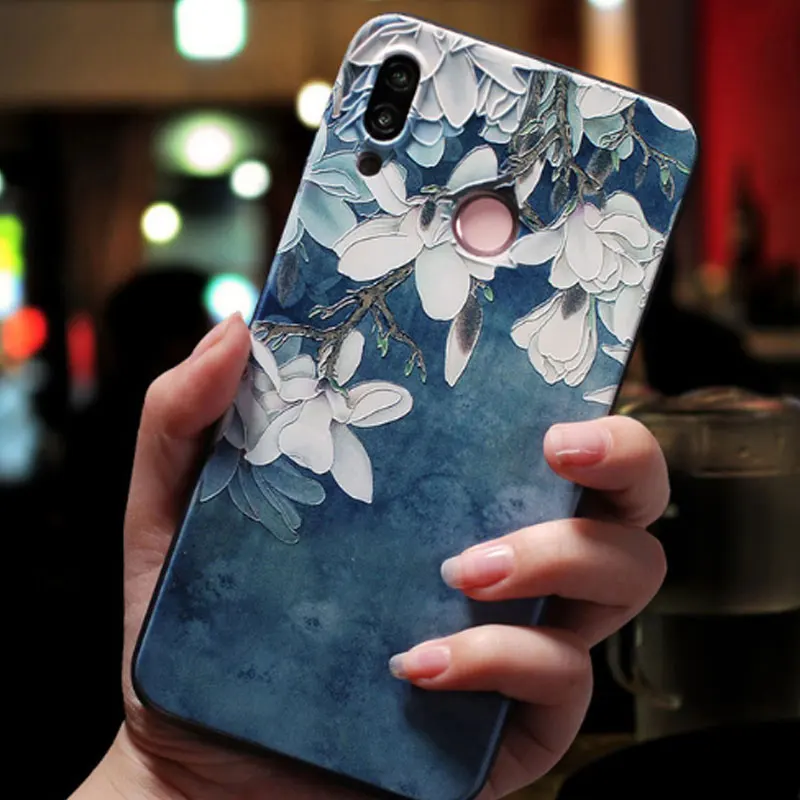 حافظة لهاتف فيفو Y70 ثلاثية الأبعاد من السيليكون المزخرف بالزهور حافظة لهاتف فيفو Y11 Y12 Y15 Y17 Y19 1902 1904 1906 1915 حافظة خلفية ناعمة