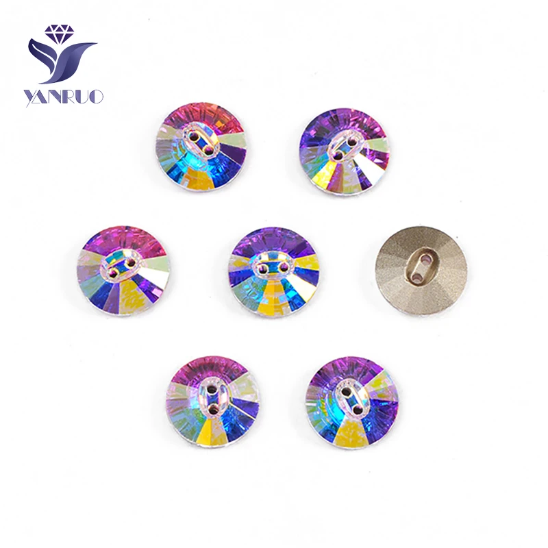 YANRUO 3019 All Sizes AB Round Stones And Crystals Rhinestones DIY Press Glass Buttons For Craft Sewing Accessories