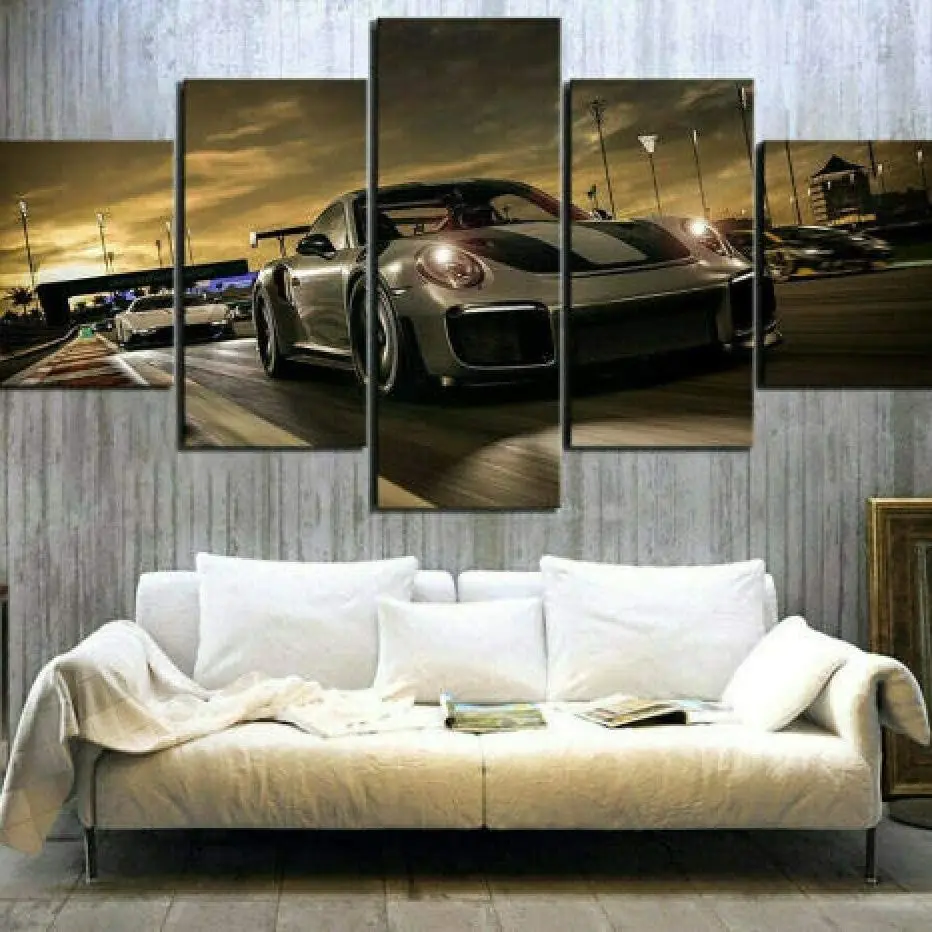 

No Framed Canvas 5Pcs Sports Luxury Classic Vintage F1 Racing Car Wall Art Posters Pictures Home Decor Paintings for Living Room