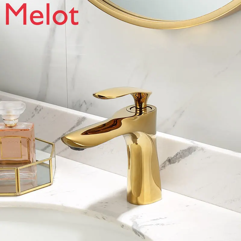 

Nordic Affordable Luxury Copper Gold Modern Minimalist Undercounter Basin Creative Basin Hot and Cold Faucet