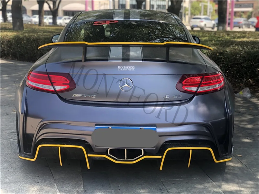 Dla Mercedes Benz C63 W205 C205 2015 + C klasy C250 C300 C350 2-drzwi Coupe ABS Carbo tylny Spoiler dachowy do krawędzi bagażnika Boot WingE E63