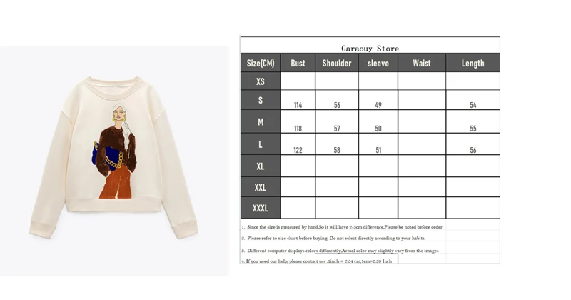 Garaouy 2023 New Spring Women Solid Color Cartoon Decoration Sports Pullover Long Sleeve Round Neck All-Match Sweatshirts Ladies