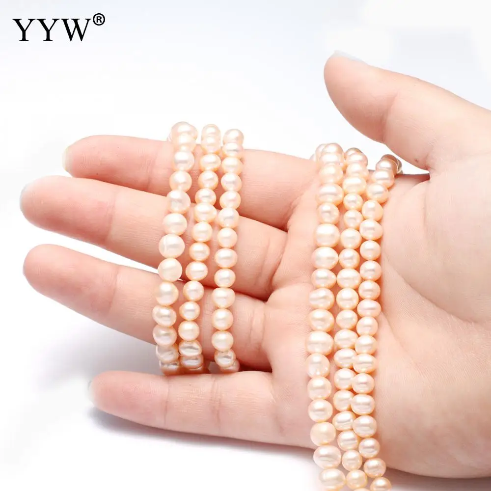 

Cultured Baroque Freshwater Pearl Beads 5-6mm Pink AA Natural Pearls For Necklace Bracelets Jewelry Finding 15"Strand 0.8mm Hole
