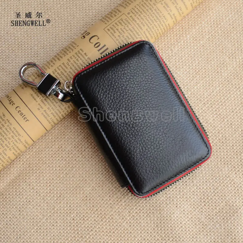 Zipper Key Wallet Car Key Case Genuine Leather Security Protect Car Accessories Key Bag For BMWS 7X With Logo Fashion Key Holder