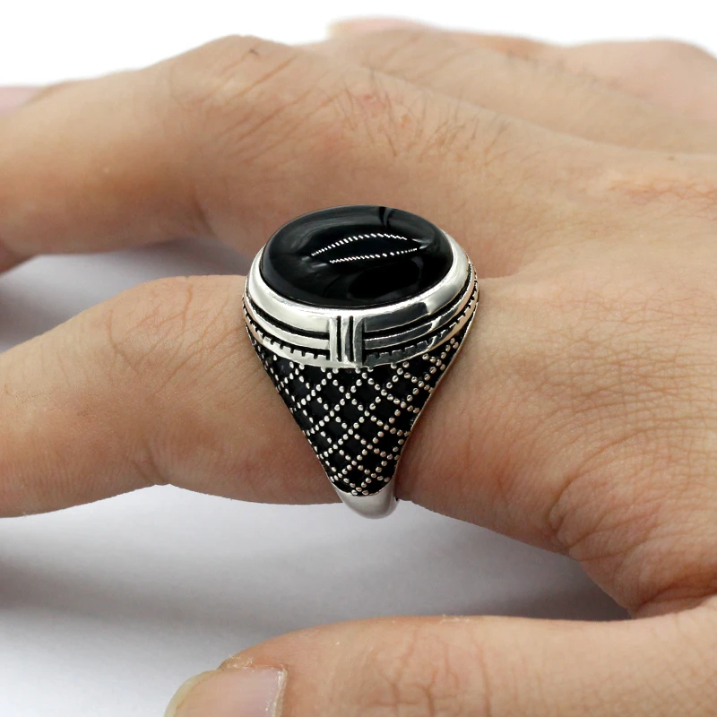 خاتم Türkiye من الفضة الإسترليني عيار 925 خاتم عقيق طبيعي على طراز البانك مجوهرات هدايا على الموضة