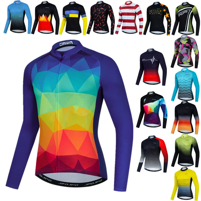 

JPOJPO Cycling Jersey Men's Long Sleeve Bicycle Clothing Top Autumn Bike Jersey Shirt Anti-Sweat Cycling Jacket MTB Bike Clothes