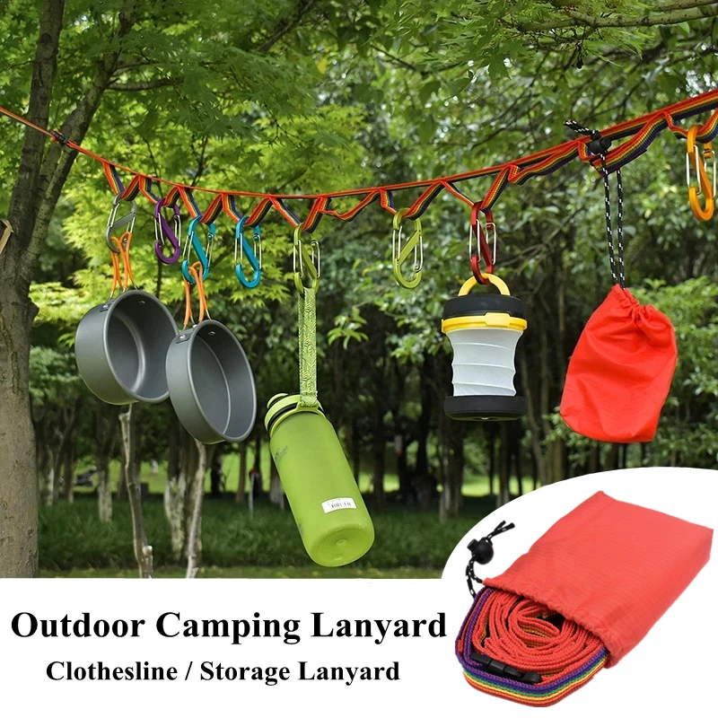 

Outdoor Camping Tent Travel Clothesline Weave Bring Camping Tent Lanyard 1.9M Lengthened Storage Lanyard Camping Supplies