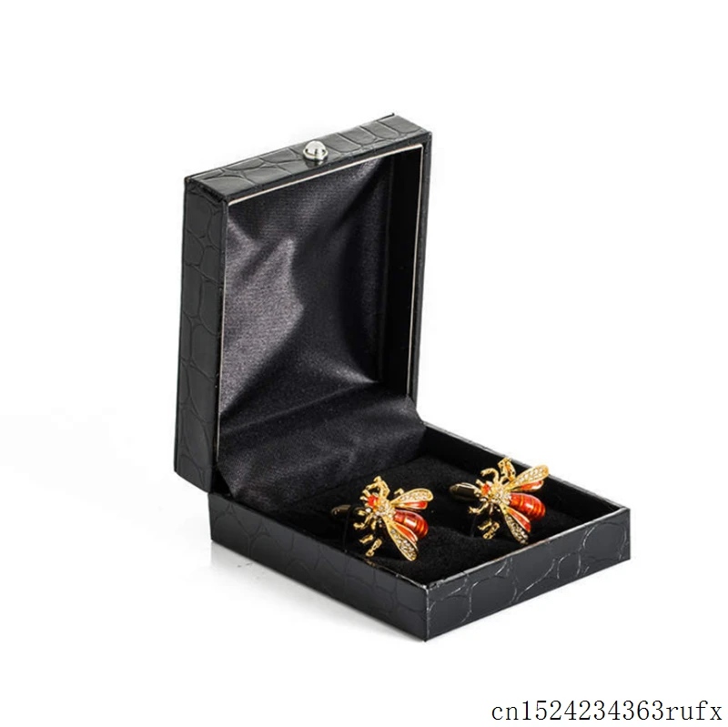 

50 Pcs Cufflinks Boxes Black Leather Box Gift Box Cufflinks Case Cuff Link Flip Cover Organizer Boxes