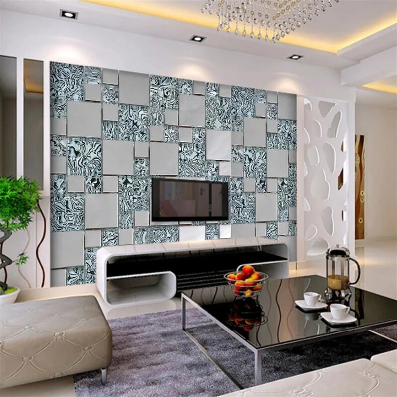 wellyu Customized Wallpaper 3d Fashion Home Business Fashion Square Metal Background Living Room Background Wallpaper