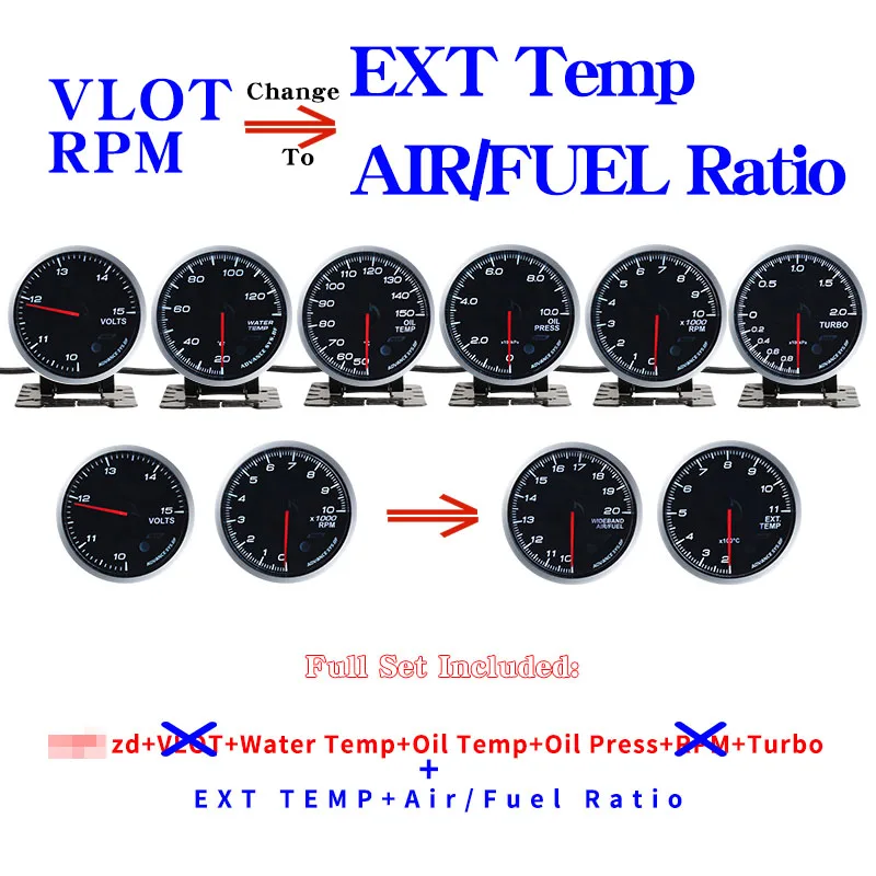 Difi Advance BF Difi Link-systeem zd + 6 meters Volt Watertemperatuur Olietemperatuur Oliedruk Rpm Turbo Boost Gauge - afbeelding 1