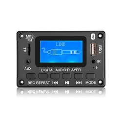 Kebidu DC 5V 12V Bluetooth ses şifre çözücü kurulu LCD ekran MP3 oynatıcı desteği çağrı/kayıt/MP3/USB/TF/LINE IN/FM/BLUETOOTH