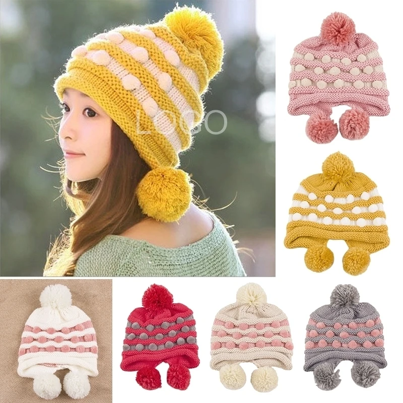 Winter Women cute Earmuffs Ear Cap Woolen Knitted Hat Super Soft Fashion Earmuffs Cap Yellow/White/Pink