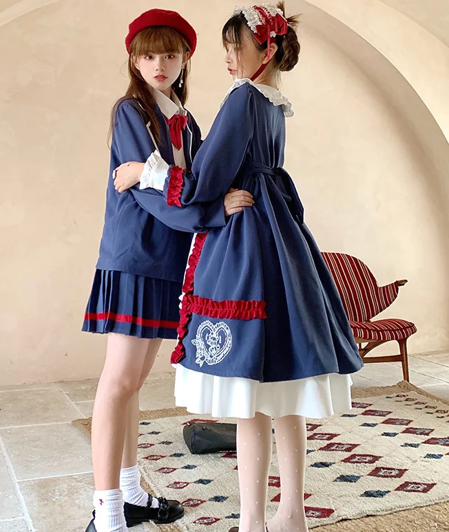 Anh Học Đại Học Phong Cách Ngọt Lolita Đầm Retro Ren Nơ Dễ Thương In Victoria Đầm Kawaii Cô Gái Gothic Lolita Op Cosplay