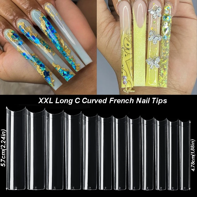 

500 Pcs 3Xl Long C Curve False Nail French Manicure Straight Artificial Nails Tip For Design Professional Acrylic Salon Supply