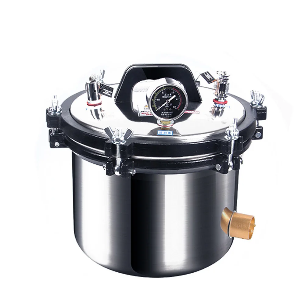 Portable Stainless Steel Heating Autoclave High Pressure Sterilizer Sterilization Pot Pressure Steam 8L/18L/24L