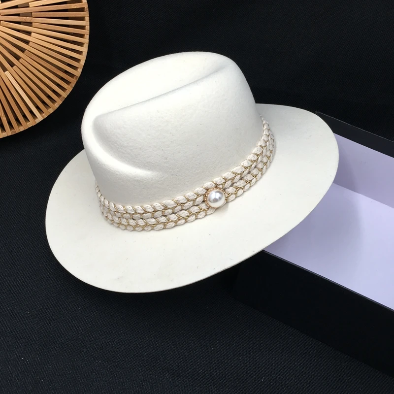 Europe and the United States new winter Abnormity cap elegant pearl white wool hats for men and women fashion