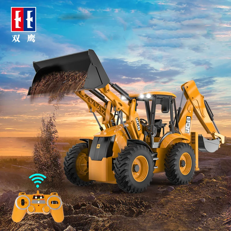 1/20 RC Excavator Tractor Truck for Kids Caterpillar Machine 2.4GHZ 11CH Engineering Car Radio Remote Controlled Toys for Boys