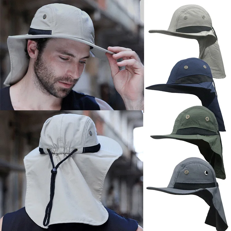 2021 Hot Sell Women Men Hiking Fishing Hat Outdoor Sport Sun UV Protection Neck Face Flap Cap Adjustable Caps