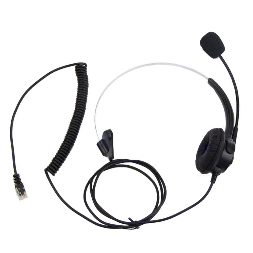 4-Pin RJ11 Monaural Corded Operator Call Center Telephone Headset Headphone BK