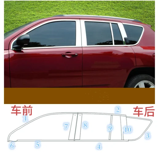 

Car Styling Stick Stainless Steel Glass Window Garnish Pillar Middle Column Trim Hood For Jeep Compass 2011-2016