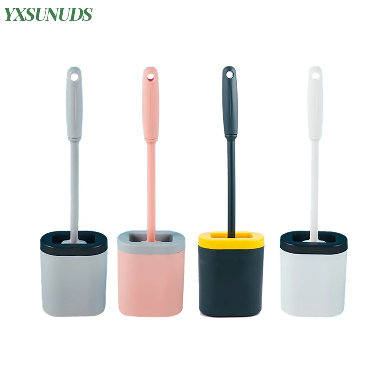 Wall-mounted Silicone Toilet Brush With Long Handle Crimped Soft Toilet Brush Toilet Cleaning Brush Wall Hang Cleaning Kits