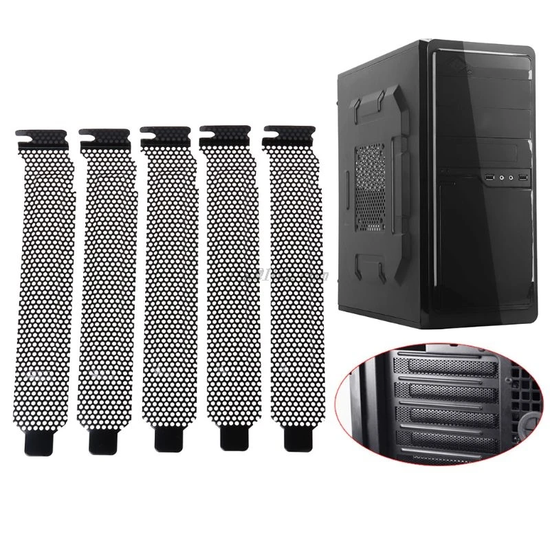 5PCS Ventilation Deflector PCI Slot Cover Frame Chassis Bits Block Cooling Fan Dust Filter Ventilation PC Computer Case Electrop