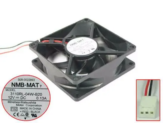 

NMB-MAT 3110RL-04W-B20 F02 DC 12V 0.13A 80x80x25mm 2-Wire Server Cooling Fan