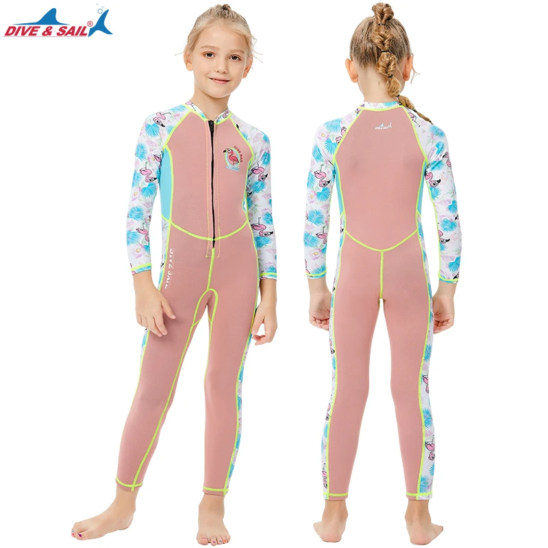 Kids Wetsuit 2mm Neoprene+0.5mm Lycra Full Swimsuit Long Sleeve Diving Suit Front Zipper Thermal Swimsuit for Child Junior