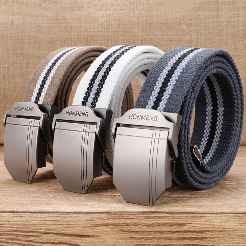 Mannen Canvas riem Outdoor Automatische Gesp Wsist Strap mannen Sport Stijl Jeans Riemen Fashion Casual Jeugd Studenten bel