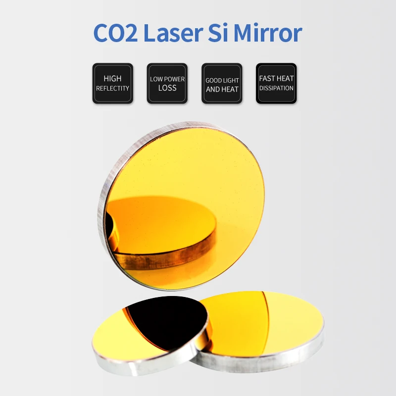 Laser Co2 si Dia de Espelho. 19.05 Mm20 Mm25 Mm30 mm 38.1 mm Refletor de Silicone Banhado a Ouro Lente Refletora Co2