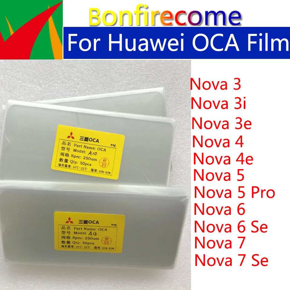 50Pcs/Lot OCA Optical Clear Adhesive For Huawei Nova 3 3i 3E 4 4E 5 Pro 6 7 SE LCD Screen Laminating