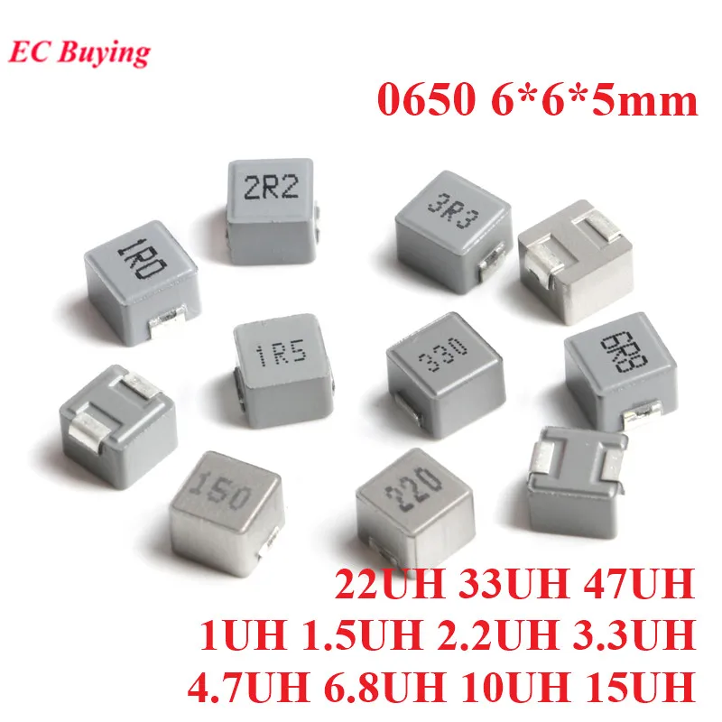 10pcs/lot 0650 6x6x5mm SMD Molding Power Inductor 1UH 1.5UH 2.2UH 3.3UH 4.7UH 6.8UH 10UH 15UH 22UH 33UH 47UH Inductance 6*6*5mm