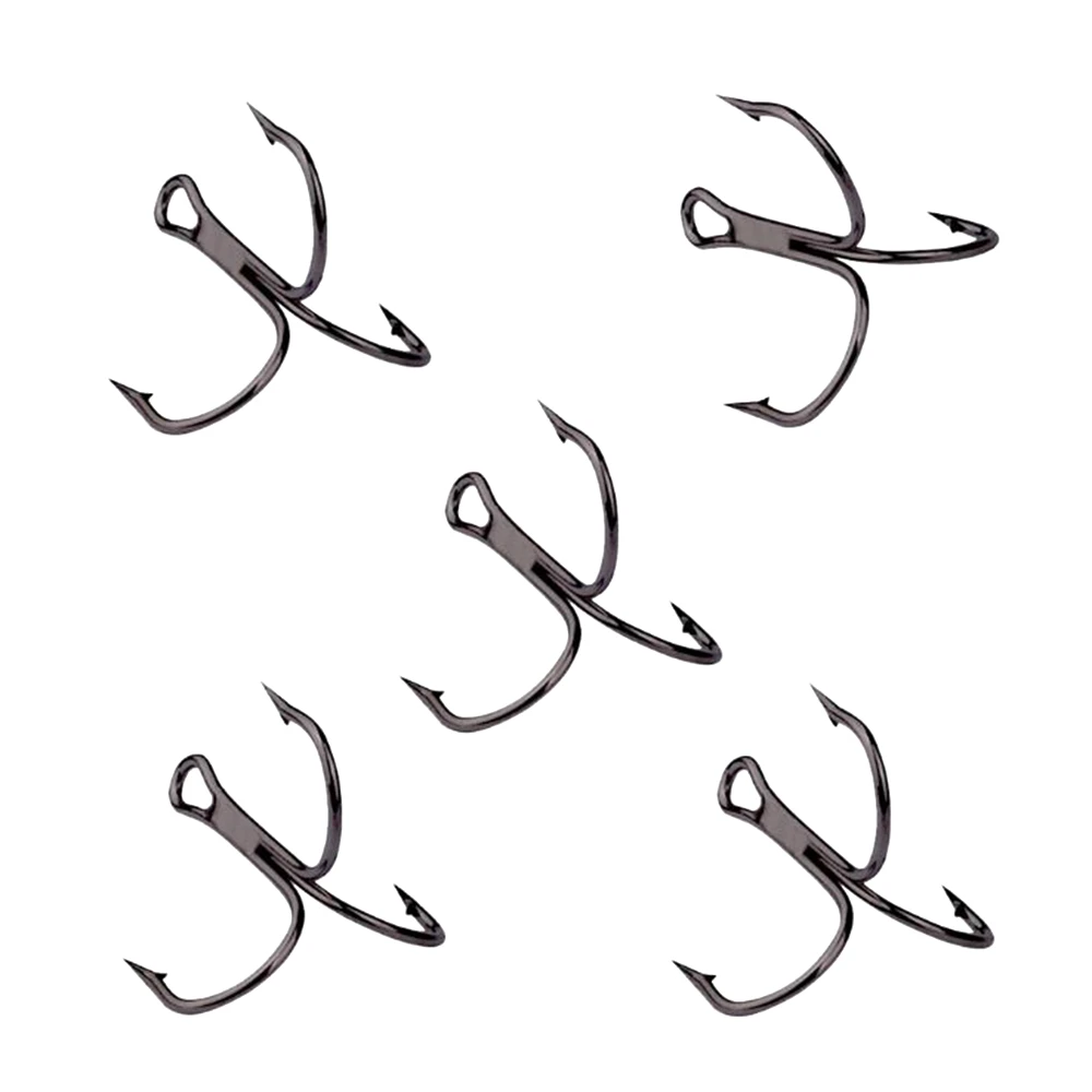 10pcs Fishing Hooks High Steel Carbon Material Treble Black Fishing Hook Round Folded Saltwater Bass 3/0 # -10 # Tackle Tools