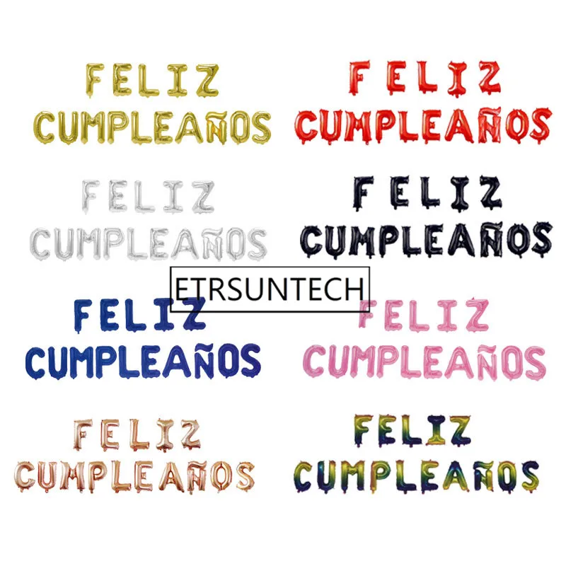 

50sets FELIZ CUMPLEANOS Letter Balloons Foil Happy Birthday Alphabet Balloon Birthday Party Decorations