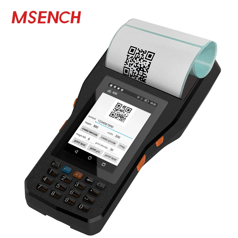 New Thermal Printer 4 Inch Touch Screen 1D 2D Barcode Scanner NFC Handheld Terminal Android PDA With 80mm/3 Inch Thermal Printer