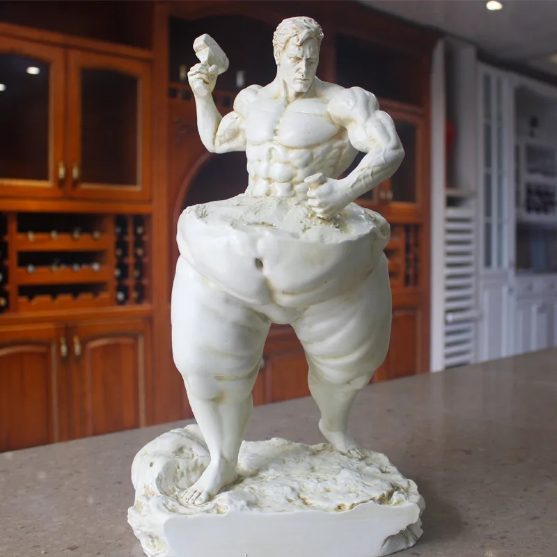 Self Carve Sculpture Decoration Bodybuilding Figures Muscle Men Resin Statue Fitness Room Craftwork Decor