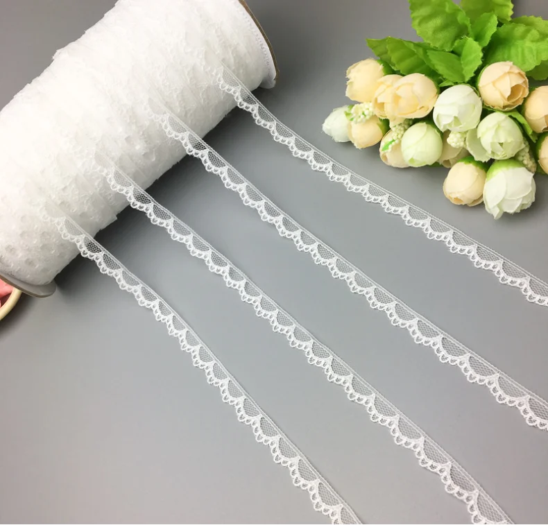 10 yardas/lote de cinta de encaje de color marfil de calidad suave, 1cm de ancho, artesanía, bordado, adorno de encaje, tela, accesorios de costura DIY para prendas