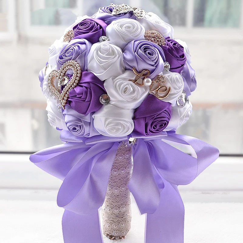 8 cores lindo casamento flores bouquets de noiva bouquets de casamento artificial cristal faísca com pérolas 2019 buque de noiva