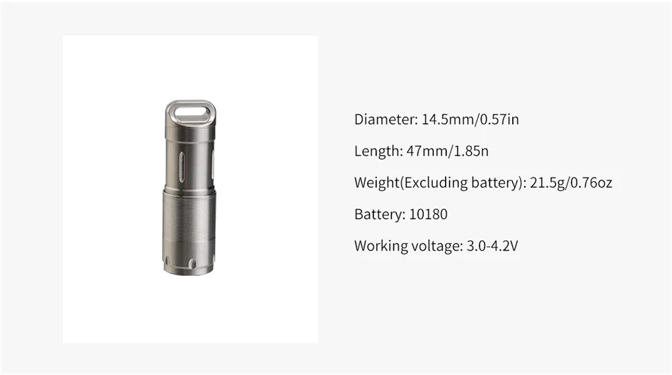 MecArmy X2S Keychain Light 130 Lumen USB Charging Stainless steel Mini Flashlight LED Torch built-in 10180 Battery