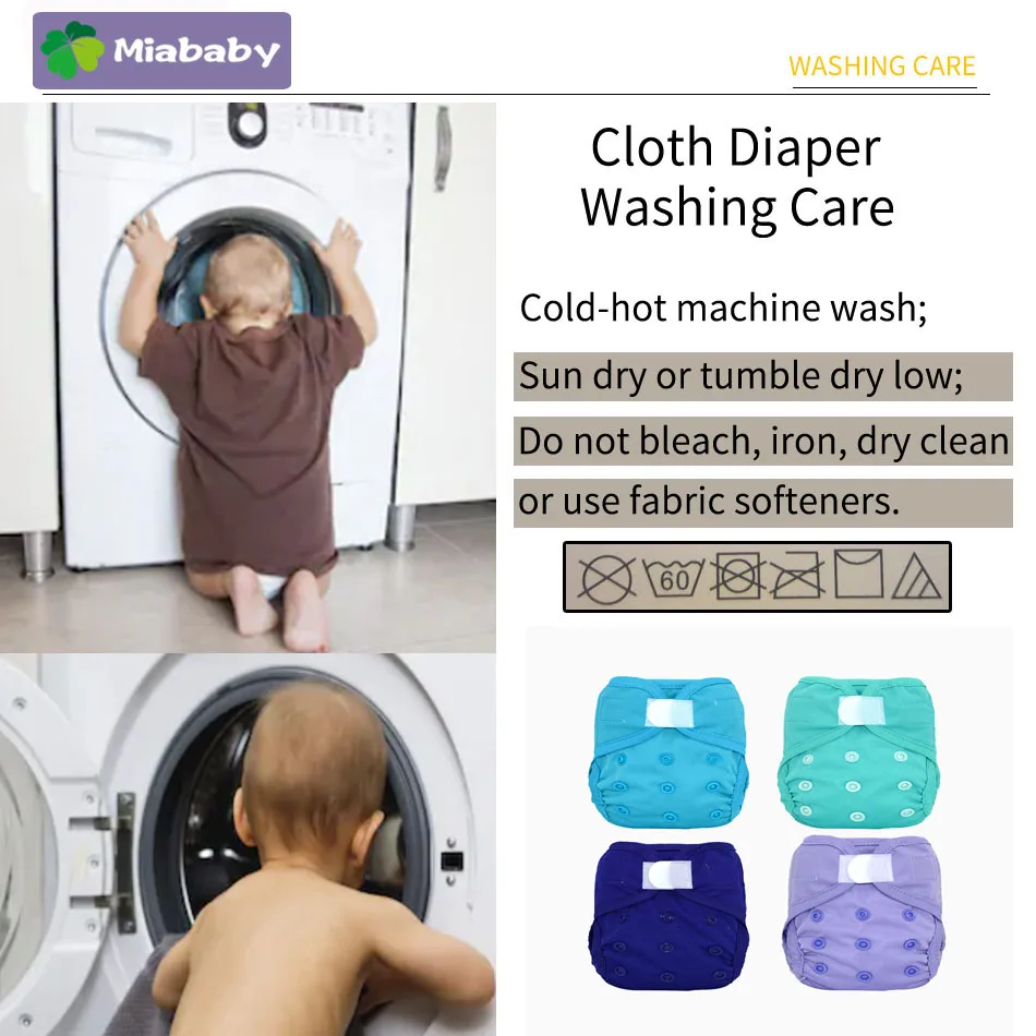 Miababy Newborn Baby Washable Cloth Diaper Cover Reusable Baby Nappy Cover Wrap Suits Birth to Potty Diaper Wholesale