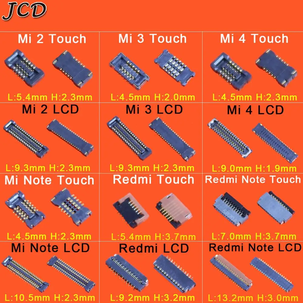 JCD Touch LCD Display Screen FPC Connector for Xiaomi Mi2 Mi3 Mi4 Mi Note Redmi RedmiNote Logic on motherboard mainboard