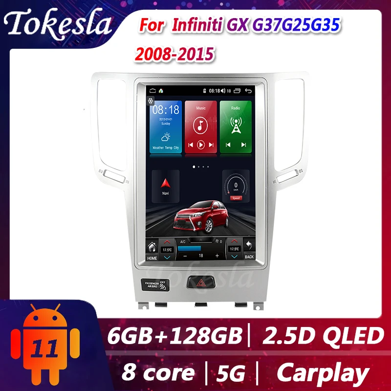 

Tokesla Car Radio Tesla Gps Android 11 Infiniti GX G37 G25 G35 Video Multimedia Player DVD Automotivo Stereo Receiver 2008-2015