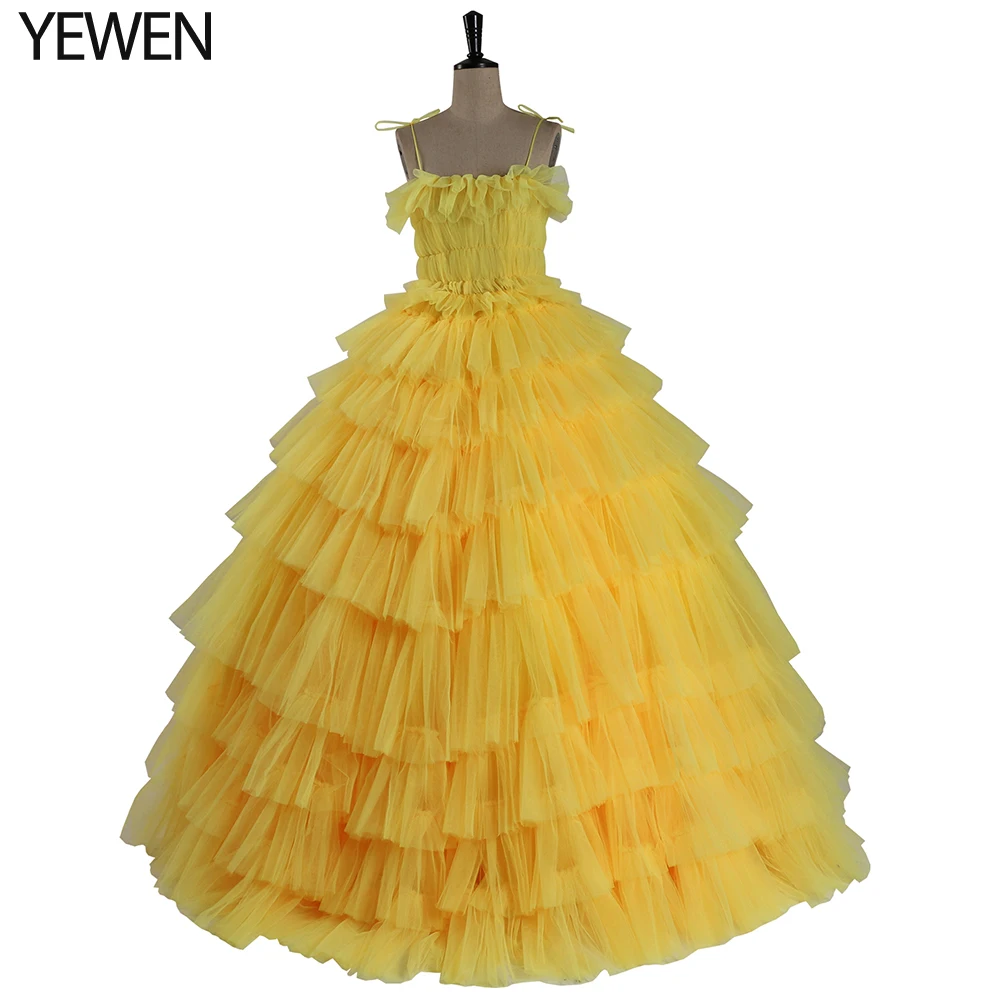 

Yellow Colorful wedding gowns Luxury Ruffles Ball Gown Wedding Dress plus size Prom Bridal Gowns robe mariage 2020