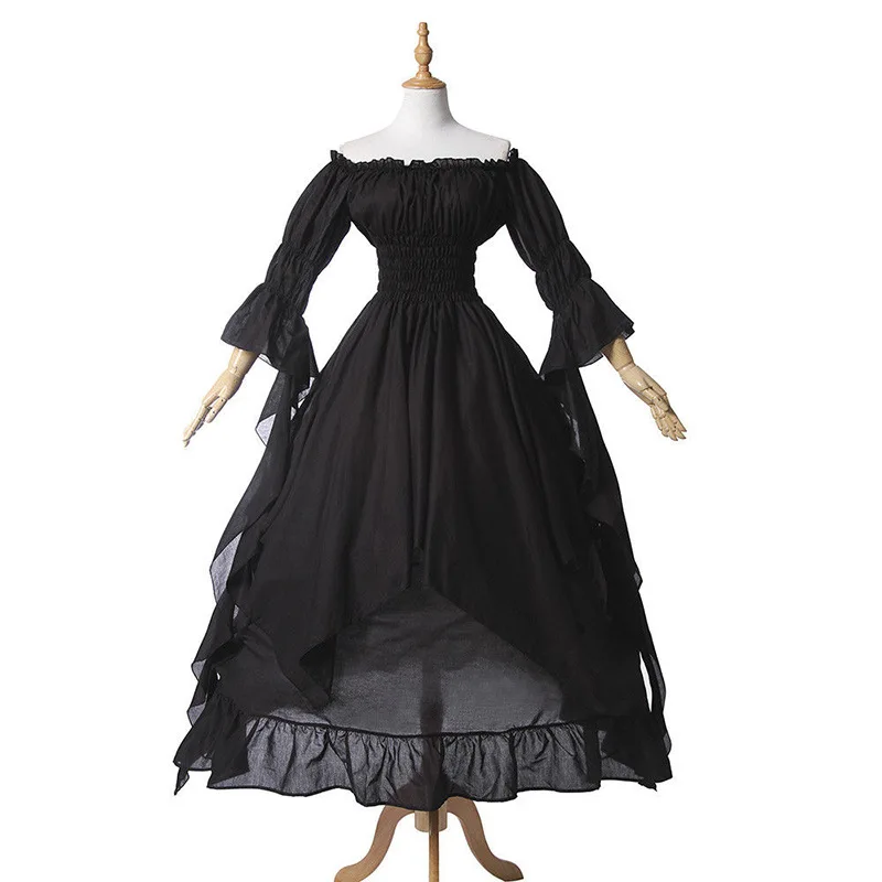 5XL Vintage Victorian Medieval Kleid Renaissance Schwarz Gothic Kleid Frauen Cosplay Halloween Kostüm Prom Prinzessin Kleid Weiß