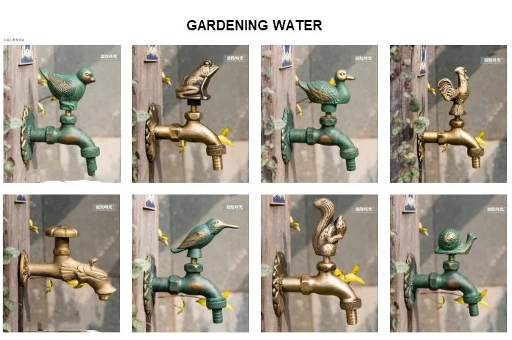 

Decorative Antique Brass Garden Outdoor Faucet Cold Water Tap - With a Set of Brass Quick Connecter for 1/2" Inches Hose