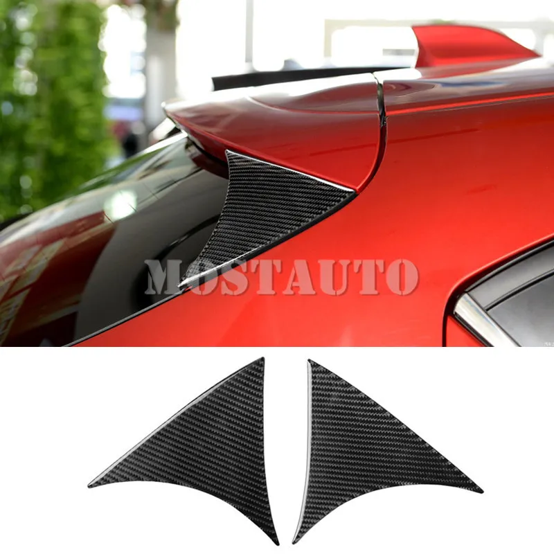 

For Mazda 3 Hatchback Carbon Fiber Rear Window Spoiler Tail Fin Cover 2014-2018 2pcs Car Accessories Interior Car Decor