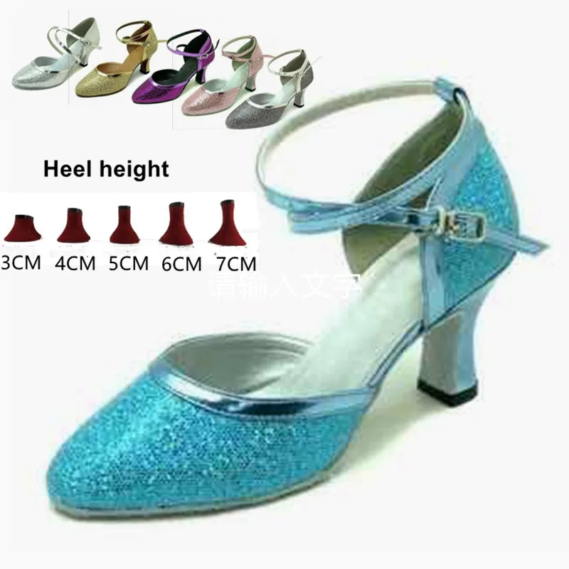 Closed Toe Salsa Dance Shoes Women Latin Dance Shoes Glitter High Heels 5cm 6cm 7cm Ballroom Tango Dancing Shoes Woman Sandals