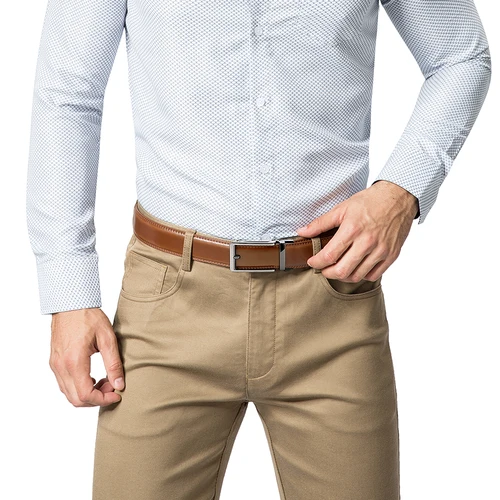 Imagen 2 del producto Cinturón JACNAIP para hombre, cinturón de cuero genuino para hombre, cinturones con correa para hombre, cinturones de negocios con hebilla automática, fajas, cinturon para hombre