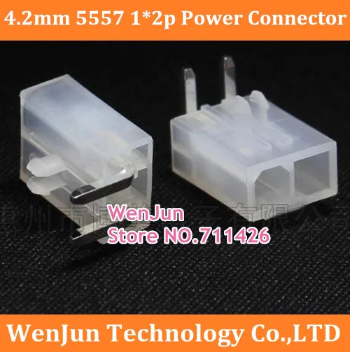 

NEW Environmental 4.2mm 5557 1*2P 2pin Curved needle connector white 2pin power socket Flame retardant 100pcs/lot