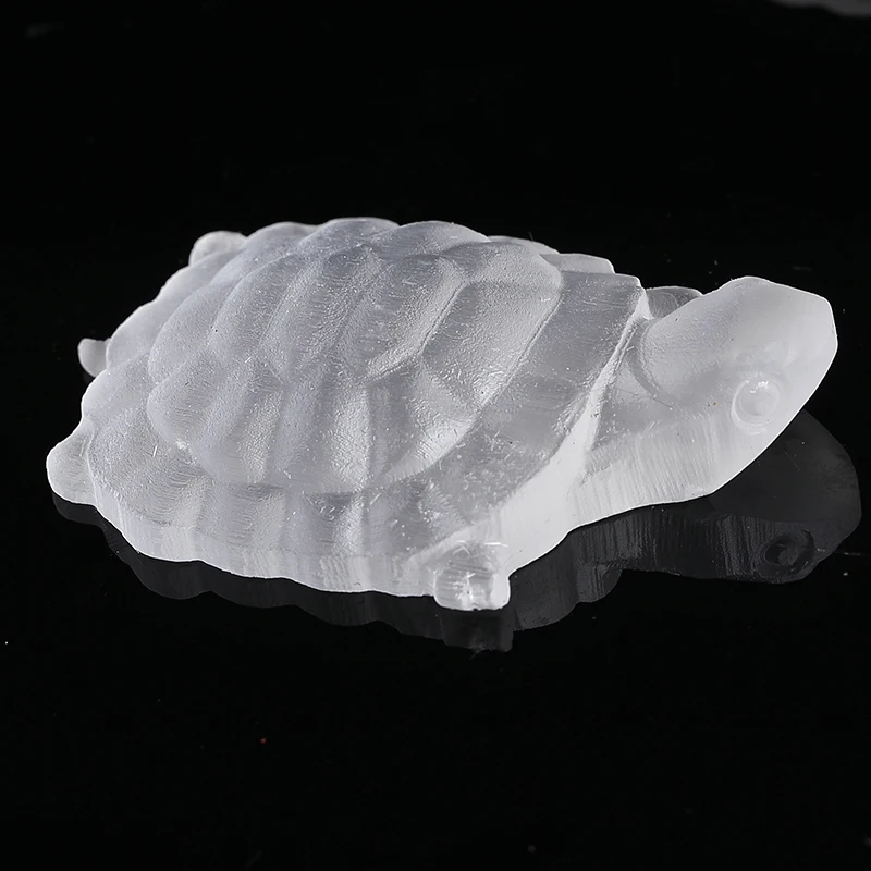 1PC Natural White Selenite Gypsum HandmadeTortoise Reiki Gypsum Healing Crystal Ore Ornaments Figurine Craft Home Decor DIY Gift